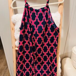 crown & ivy Navy and Hot Pink Geometric Midi Dress